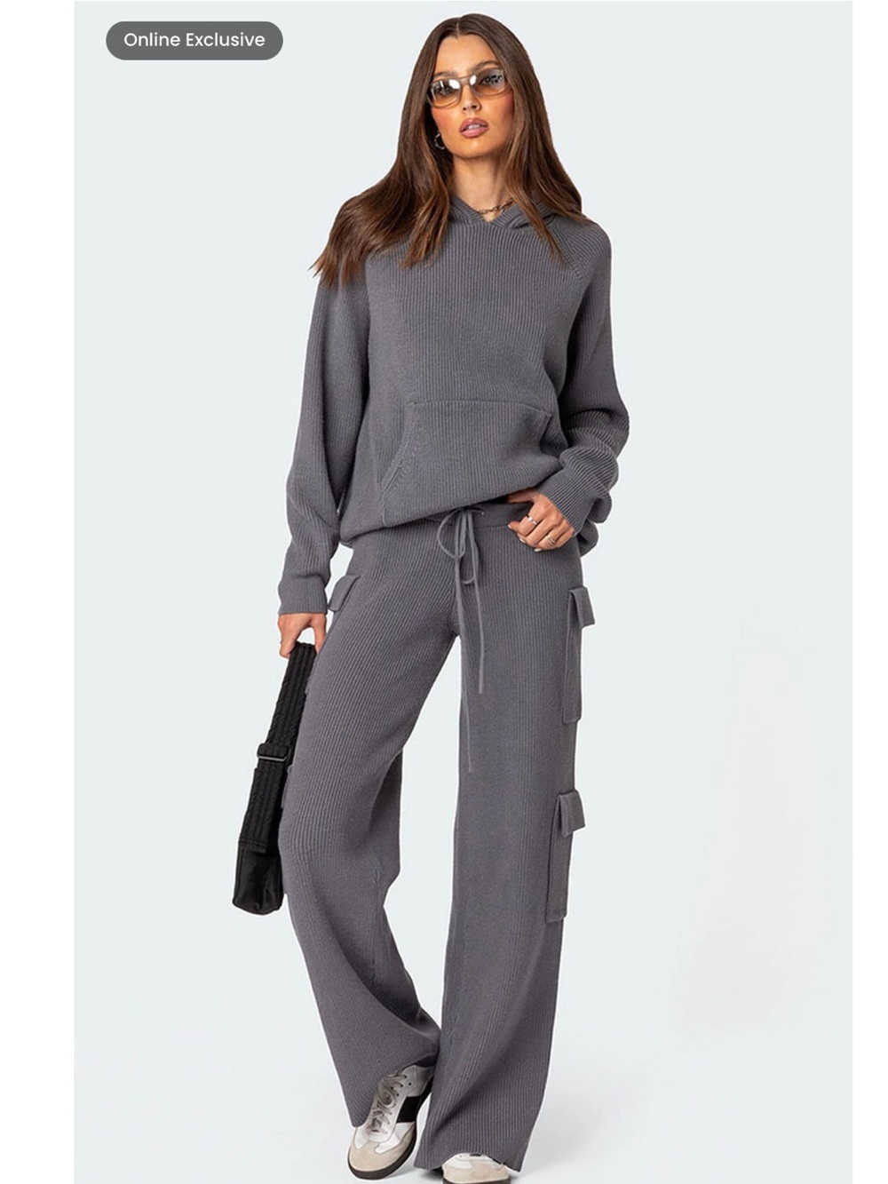 NWT Edikted Wynter Knit Cargo Pants - Gray SIZE XS and M